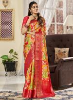 Multi Color Pure Satin Tradional Wear Digital Printed Saree