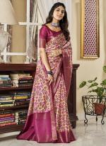 Purple Pure Satin Tradional Wear Digital Printed Saree