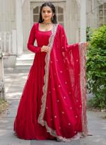 Rani Blooming Georgette Festival Wear Zari Work Gown With Dupatta