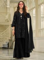 Black Faux Georgette Party Wear Embroidery Work Readymade Salwar Suit