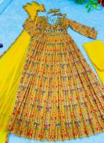 Yellow Muslin Cotton Festival Wear Embroidery Work Readymade Salwar Suit