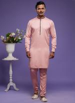 Pink Art Banarasi Silk Tradional Wear Thread Work Kurta Pajama