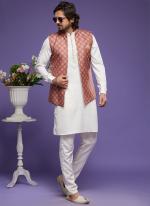 Pink Art Banarasi Silk Festival Wear Digital Printed Kurta Pajama With Jacket