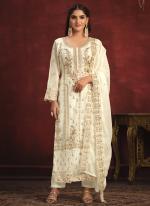 Cream Viscose Organza Wedding Wear Embroidery Work Salwar Suit