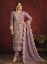 Purple Viscose Organza Wedding Wear Embroidery Work Salwar Suit