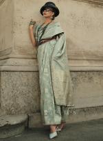 Pista Green Silk Festival Wear Zari Weaving Saree