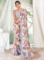 Grey Weightless Casual Wear Digital Printed Saree