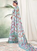 Sky blue Weightless Casual Wear Digital Printed Saree