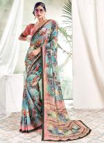 Sky blue Weightless Casual Wear Digital Printed Saree