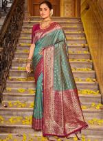 Firozi Banarasi Silk Tradional Wear Weaving Saree