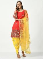 Red Faux Georgette Wedding Wear Sequins Work Readymade Salwar Suit