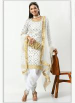 White Faux Georgette Wedding Wear Sequins Work Readymade Salwar Suit