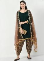 Bottle Green Faux Georgette Tradional Wear Sequins Work Readymade Salwar Suit