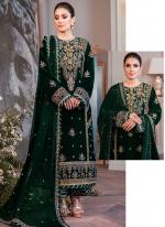 Green Velvet Wedding Wear Embroidery Work Pakistani Suit
