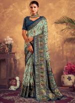 Pista Green Dola Silk Festival Wear Weaving Saree