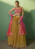 Mustard Georgette Wedding Wear Embroidery Work Lehenga Choli