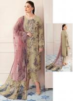Beige Faux Georgette Wedding Wear Embroidery Work Pakistani Suit