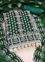Green Silk Festival Wear Lucknowi Work Dress Material