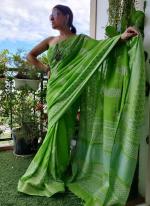 Light Green Linen Casual Wear Digital Printed Saree