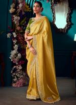 Mustard Pure Banarasi Silk Wedding Wear Border Work Saree