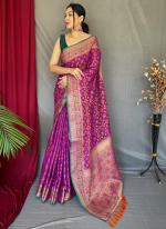 Purple Pure Silk Festival Wear Weaving Saree