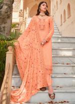 Peach Georgette Festival Wear Embroidery Work Palazzo Suit