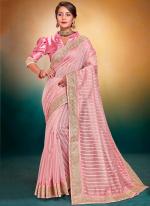 Pink Tissue Festival Wear Zari Work Saree