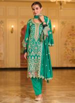 Teal Silk Wedding Wear Embroidery Work Readymade Salwar Suit