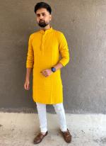 Yellow Rayon Tradional Wear Chikan Work Kurta Pajama