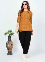 Mustard Cotton Daily Wear Printed Top
