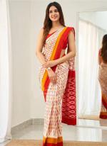 Beige Linen Casual Wear Digital Printed Saree