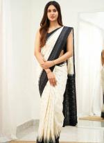 Cream Linen Casual Wear Digital Printed Saree