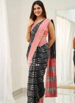 Grey Linen Casual Wear Digital Printed Saree