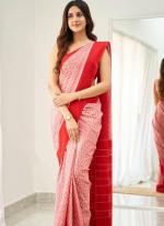 Pink Linen Casual Wear Digital Printed Saree