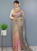 Grey Pure Chanderi Tradional Wear Weaving Saree