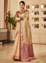 Beige Banarasi Silk Party Wear Weaving Saree