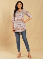 White Crepe Daily Wear Digital Printed Top