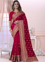 Rani Vichitra Silk Festival Wear Embroidery Work Saree