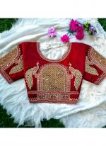 Maroon Silk Wedding Wear Embroidery Work Blouse