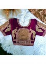 Wine Silk Wedding Wear Embroidery Work Blouse