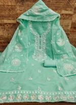 Pista Green Modal Festival Wear Embroidery Work Dress Material