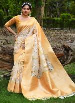 Yellow Silk Festival Wear Digital Printed Saree