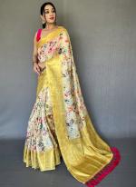 Cream Organza Festival Wear Digital Printed Saree