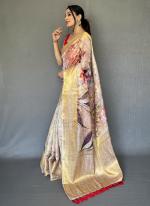 Multi Color Organza Festival Wear Digital Printed Saree