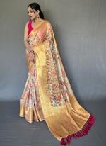 Peach Organza Festival Wear Digital Printed Saree