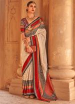 Cream Silk Wedding Wear Weaving Saree