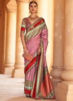 Light Pink Silk Wedding Wear Weaving Saree