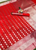 Red Lichi Silk Traditional Wear Weaving Saree