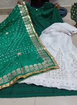 Bottle Green Cambric Cotton Traditional Wear Sequins Work Phulkari Suit