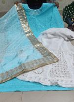 Sky Blue Cambric Cotton Traditional Wear Sequins Work Phulkari Suit